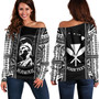 Hawaii Custom Personalised Off Shoulder Sweatshirt King Kamekameha Black and White Polynesian