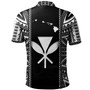 Hawaii Custom Personalised Polo Shirt King Kamekameha Black and White Polynesian