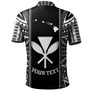 Hawaii Custom Personalised Polo Shirt King Kamekameha Black and White Polynesian