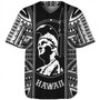 Hawaii Custom Personalised Baseball Shirt King Kamekameha Black and White Polynesian