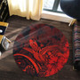 Hawaii Round Rug Turtle Polynesian With Hibiscus Flower