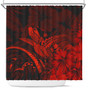 Hawaii Shower Curtain Turtle Polynesian With Hibiscus Flower