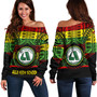 Hawaii Off Shoulder Sweatshirt ʻAiea High School Reggae Color Polynesian