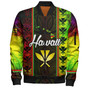 Hawaii Custom Personalised Bomber Jacket Kanakamaoli Flag With Map Traditional Patterns