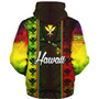 Hawaii Custom Personalised Sherpa Hoodie Kanakamaoli Flag With Map Traditional Patterns