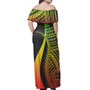 American Samoa Custom Personalised Woman Off Shoulder Long Dress Polynesian Tentacle Tribal Pattern