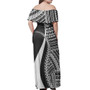 American Samoa Custom Personalised Woman Off Shoulder Long Dress Polynesian Tentacle Tribal Pattern