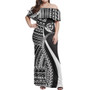 Vanuatu Custom Personalised Woman Off Shoulder Long Dress Polynesian Tentacle Tribal Pattern