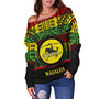 Hawaii Off Shoulder Sweatshirt Waimea Elementary School Reggae Color Polynesian