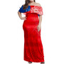 Samoa Woman Off Shoulder Long Dress Polynesian Flag With Coat Of Arms