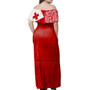 Tonga Woman Off Shoulder Long Dress Polynesian Flag With Coat Of Arms