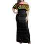 Vanuatu Woman Off Shoulder Long Dress Polynesian Flag With Coat Of Arms