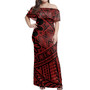 Tonga Woman Off Shoulder Long Dress Kupesi Ngatu