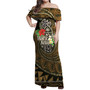 Guam Off Shoulder Long Dresses - Hafa Adai Seal Flower Tropical Retro Style