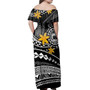 Samoa Woman Off Shoulder Long Dress Tribal Plumeria