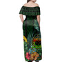 Samoa Woman Off Shoulder Long Dress Hibisucs Flower Polynesian