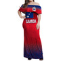 Samoa Combo Dress And Shirt Flag Color With Traditional Patterns