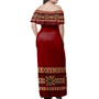 Samoa Women Off Shoulder Long Dress Siapo Pattern Design