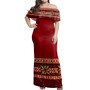 Samoa Women Off Shoulder Long Dress Siapo Pattern Design