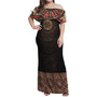 Fiji Off Shoulder Long Dresses Fijian Masi Tapa Patterns