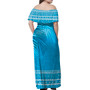 Guam Woman Off Shoulder Long Dress Micronesian Fabric Leaves