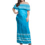 Guam Woman Off Shoulder Long Dress Micronesian Fabric Leaves