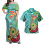 Guam Combo Dress And Shirt Latte Stones Hibiscus