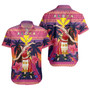 Hawaii Short Sleeve Shirt Custom Aloha Hula Girl Dancing In Tropical Palm Trees At Sunset Kakau Style