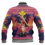 Hawaii Baseball Jacket Custom Aloha Hula Girl Dancing In Tropical Palm Trees At Sunset Kakau Style