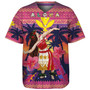 Hawaii Baseball Shirt Custom Aloha Hula Girl Dancing In Tropical Palm Trees At Sunset Kakau Style