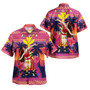 Hawaii Polynesian Combo Dress And Hawaiian Shirt - Aloha Hula Girl Dancing In Tropical Palm Trees At Sunset Kakau Style