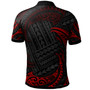 CUSTOM Cook Polynesian Polo Shirt - Red Tribal Wave