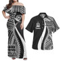 Vanuatu Combo Dress And Shirt - Polynesian Tentacle Tribal Pattern White
