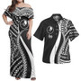 Yap Combo Dress And Shirt - Micronesian Tentacle Tribal Pattern White