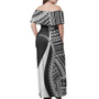 Tahiti Combo Dress And Shirt - Polynesian Tentacle Tribal Pattern White