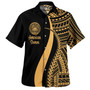 American Samoa Combo Dress And Shirt - Polynesian Tentacle Tribal Pattern Gold