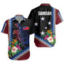 Samoa Short Sleeve Shirt Polynesia Pattern With Tropical Flower