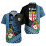 Fiji Short Sleeve Shirt Polynesia Pattern With Tropical Flower