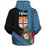 Fiji Sherpa Hoodie Polynesia Pattern With Tropical Flower