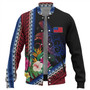 Samoa Baseball Jacket Polynesia Pattern With Tropical Flower