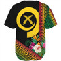 Vanuatu Baseball Shirt Polynesia Pattern With Tropical Flower