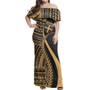 Fiji Combo Dress And Shirt - Polynesian Tentacle Tribal Pattern Gold