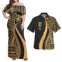 Fiji Combo Dress And Shirt - Polynesian Tentacle Tribal Pattern Gold