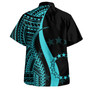 Cook Islands Combo Dress And Shirt - Polynesian Tentacle Tribal Pattern Turquoise