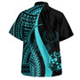 Tonga Combo Dress And Shirt - Polynesian Tentacle Tribal Pattern Turquoise