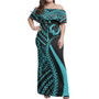Pohnpei Combo Dress And Shirt - Micronesian Tentacle Tribal Pattern Turquoise