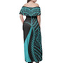 Pohnpei Combo Dress And Shirt - Micronesian Tentacle Tribal Pattern Turquoise