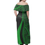 Cook Islands Combo Dress And Shirt - Polynesian Tentacle Tribal Pattern Green
