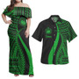 Samoa Combo Dress And Shirt - Polynesian Tentacle Tribal Pattern Green