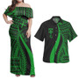 Fiji Combo Dress And Shirt - Polynesian Tentacle Tribal Pattern Green